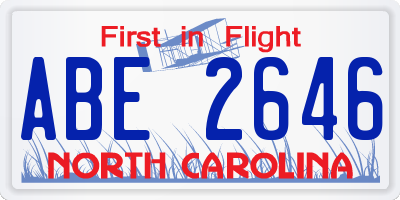 NC license plate ABE2646