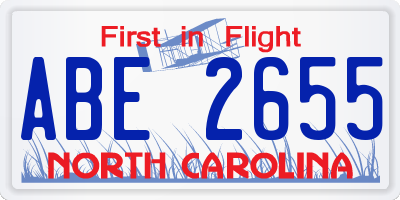NC license plate ABE2655