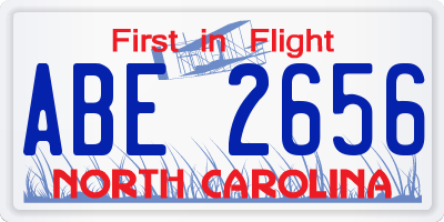NC license plate ABE2656