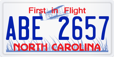 NC license plate ABE2657
