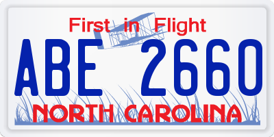 NC license plate ABE2660