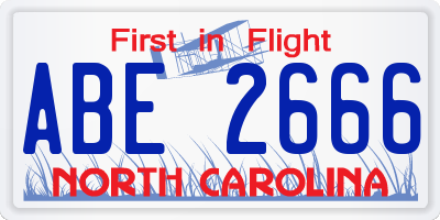 NC license plate ABE2666
