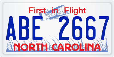 NC license plate ABE2667