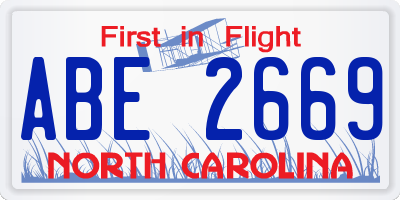NC license plate ABE2669
