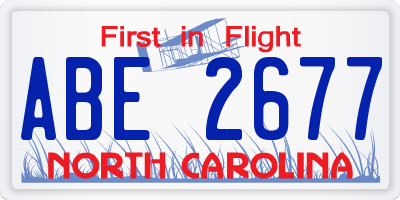 NC license plate ABE2677
