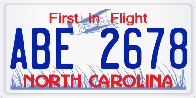 NC license plate ABE2678