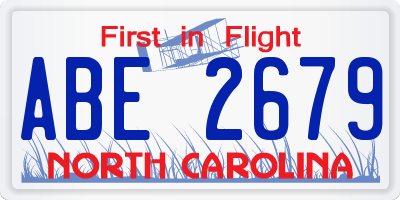NC license plate ABE2679