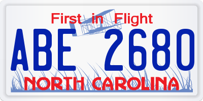 NC license plate ABE2680