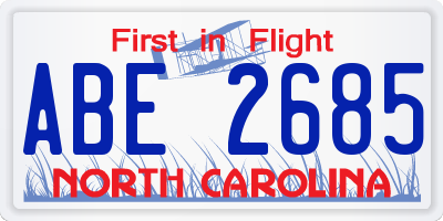NC license plate ABE2685