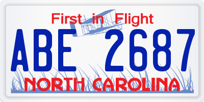 NC license plate ABE2687