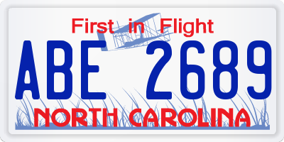 NC license plate ABE2689