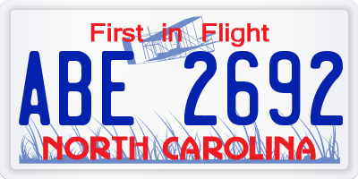 NC license plate ABE2692