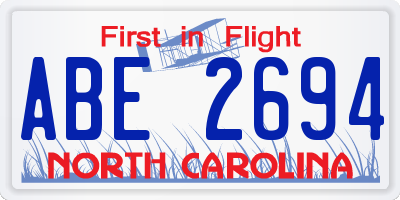 NC license plate ABE2694