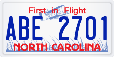 NC license plate ABE2701