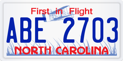 NC license plate ABE2703