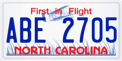 NC license plate ABE2705