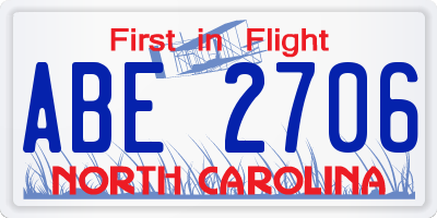 NC license plate ABE2706