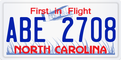 NC license plate ABE2708