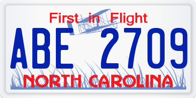 NC license plate ABE2709