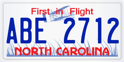 NC license plate ABE2712
