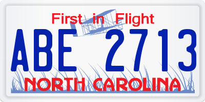NC license plate ABE2713