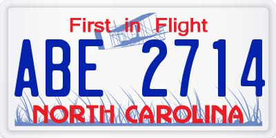 NC license plate ABE2714