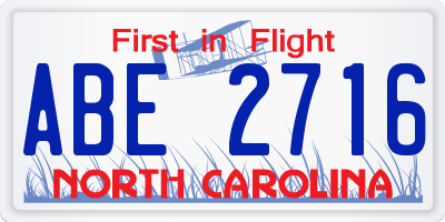 NC license plate ABE2716