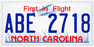 NC license plate ABE2718