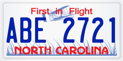 NC license plate ABE2721