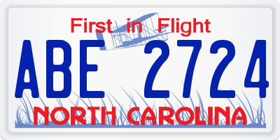 NC license plate ABE2724