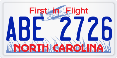 NC license plate ABE2726