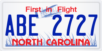 NC license plate ABE2727