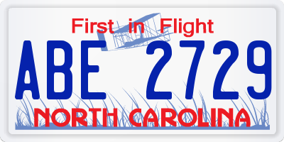 NC license plate ABE2729