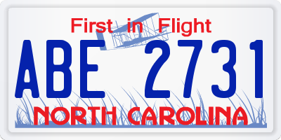 NC license plate ABE2731