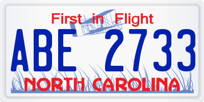 NC license plate ABE2733