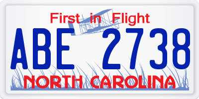 NC license plate ABE2738