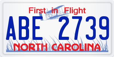 NC license plate ABE2739