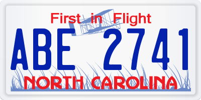 NC license plate ABE2741