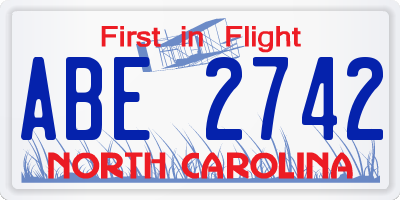 NC license plate ABE2742