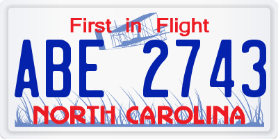 NC license plate ABE2743