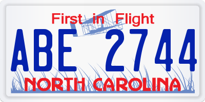 NC license plate ABE2744