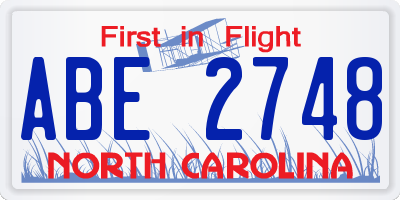 NC license plate ABE2748