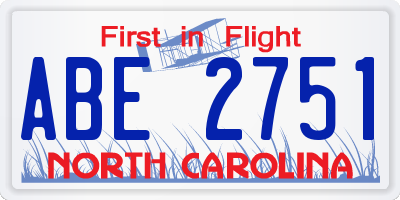 NC license plate ABE2751