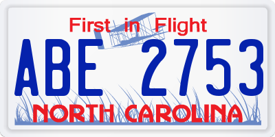 NC license plate ABE2753