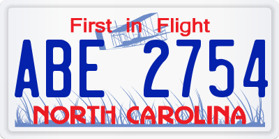 NC license plate ABE2754
