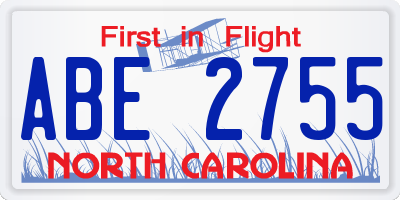 NC license plate ABE2755
