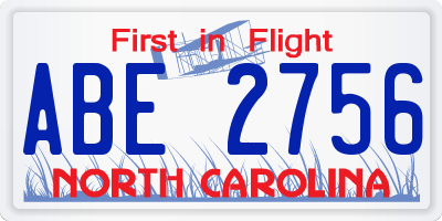 NC license plate ABE2756