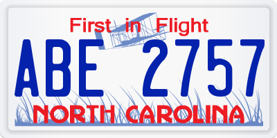 NC license plate ABE2757