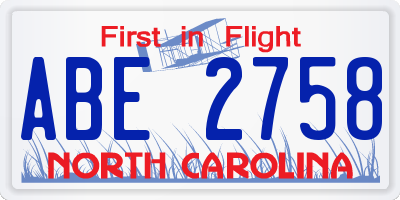 NC license plate ABE2758