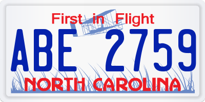 NC license plate ABE2759